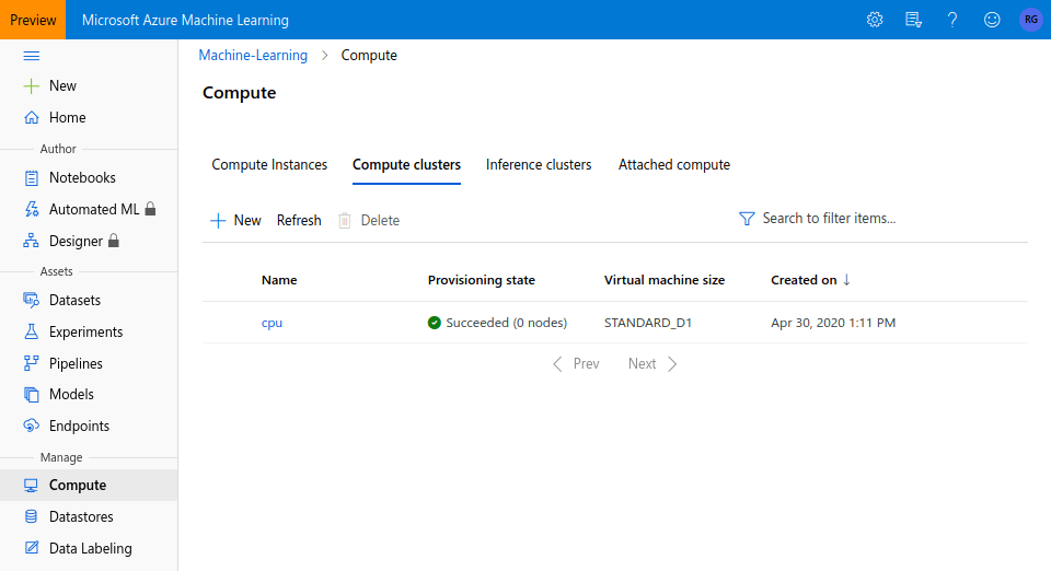 Configuring a new compute target