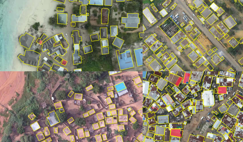 aerial image of buildings in four geographies